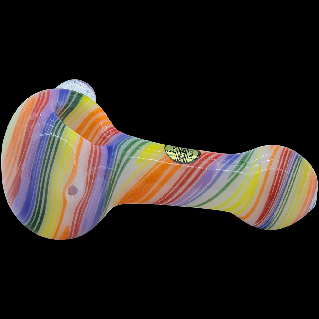 "Rainbow Spirals" White Glass Pipe