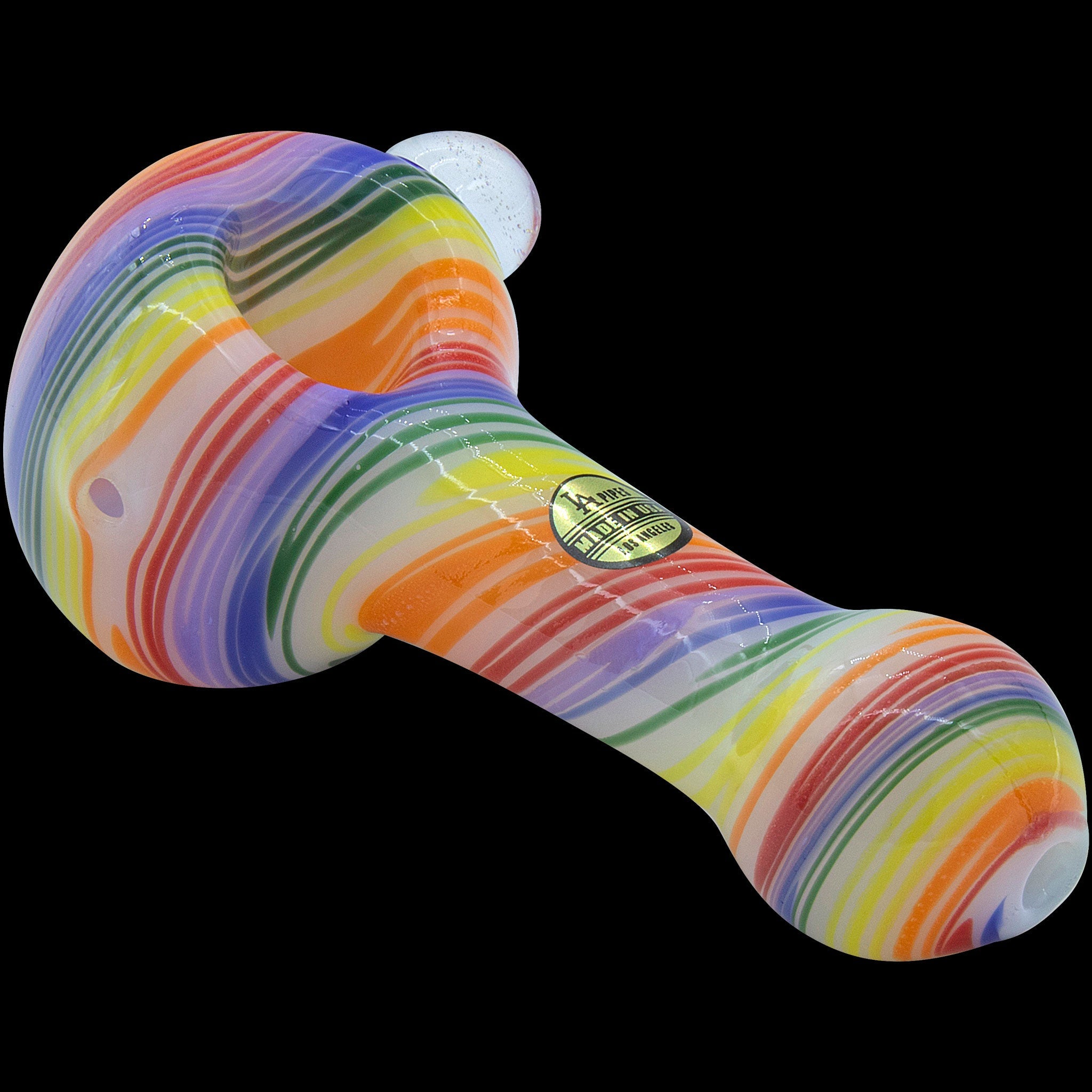 "Rainbow Spirals" White Glass Pipe