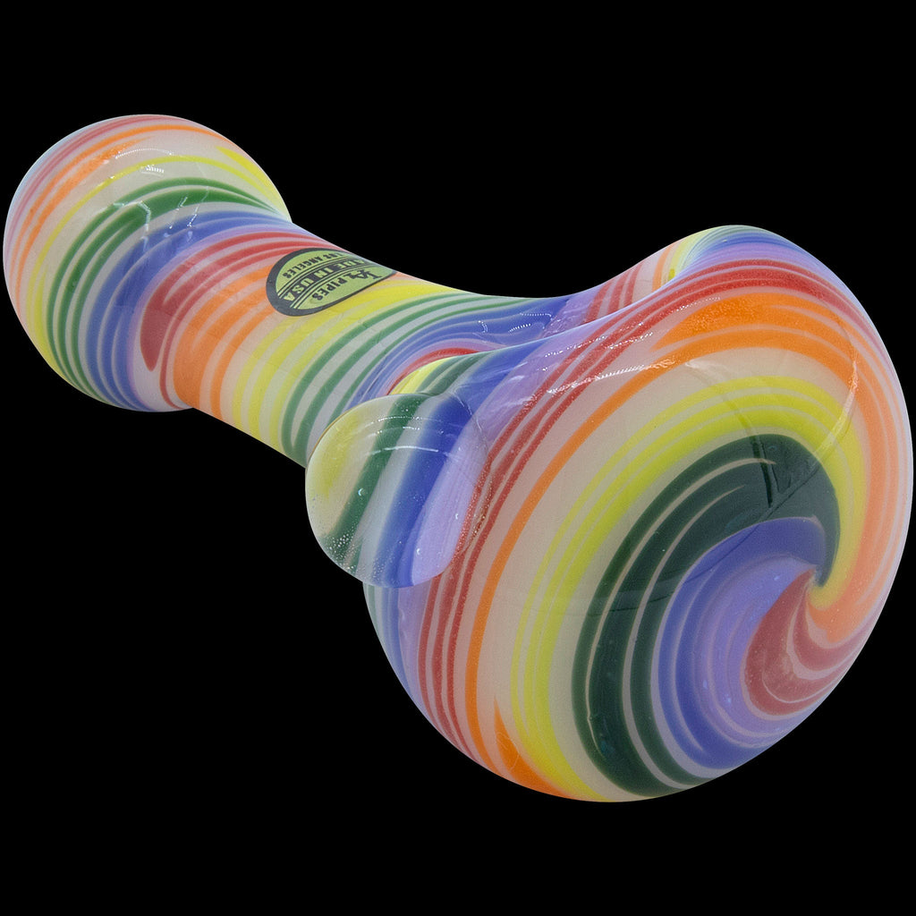 "Rainbow Spirals" White Glass Pipe