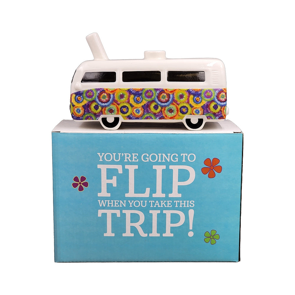 RETRO VINTAGE BUS PIPE - COLORFUL FLOWER BURST DESIGN