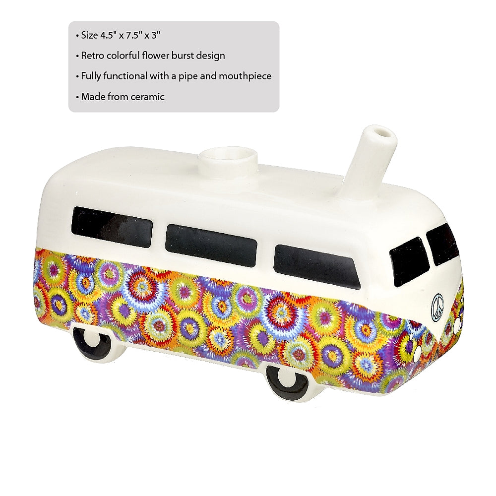 RETRO VINTAGE BUS PIPE - COLORFUL FLOWER BURST DESIGN