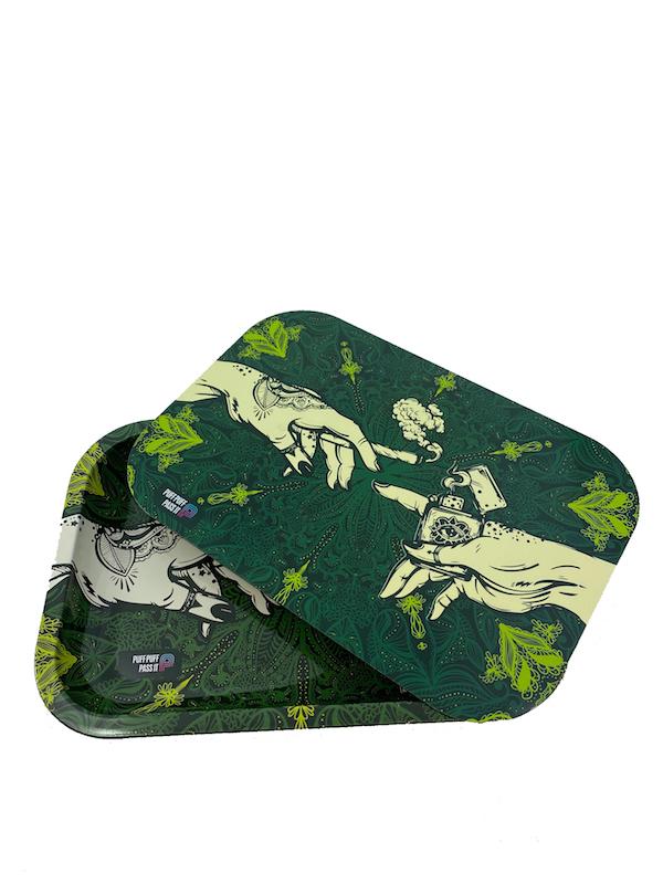 Puff & Pass Metal Tray w/ Magnetic Lid - Green